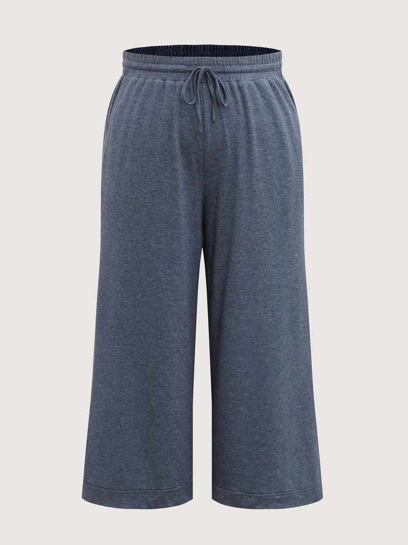 Waist Drawstring Split Hem Wide-Leg Pants
