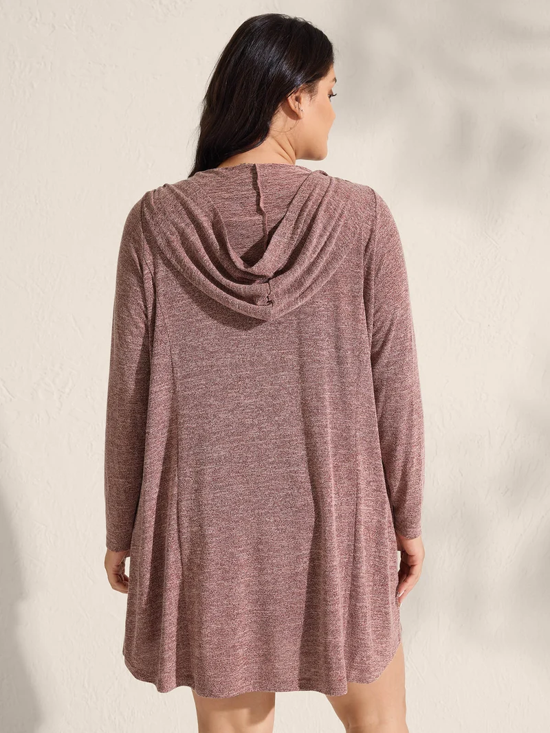 Asymmetrical Hem Front-Open Hooded Jacket