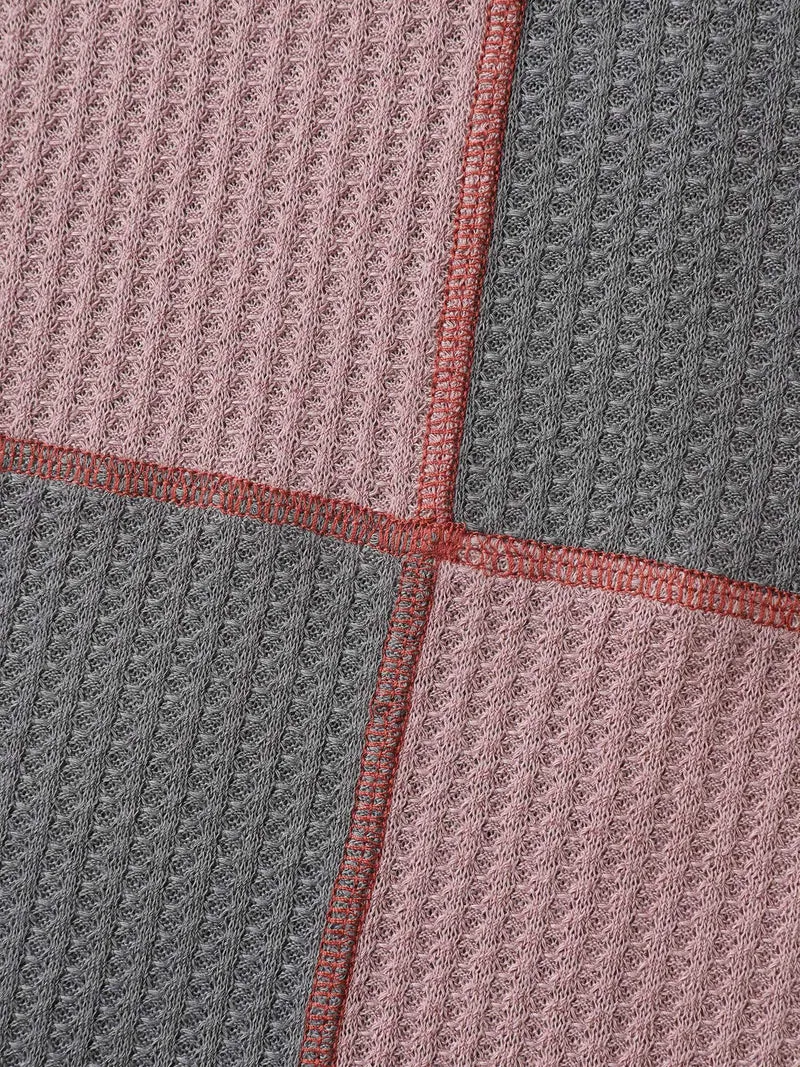 Color Block Ribbed Drop Shoulder T-Shirt