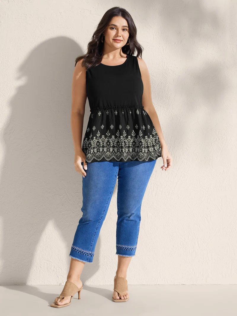 Boho Print Round Neck Tank Top