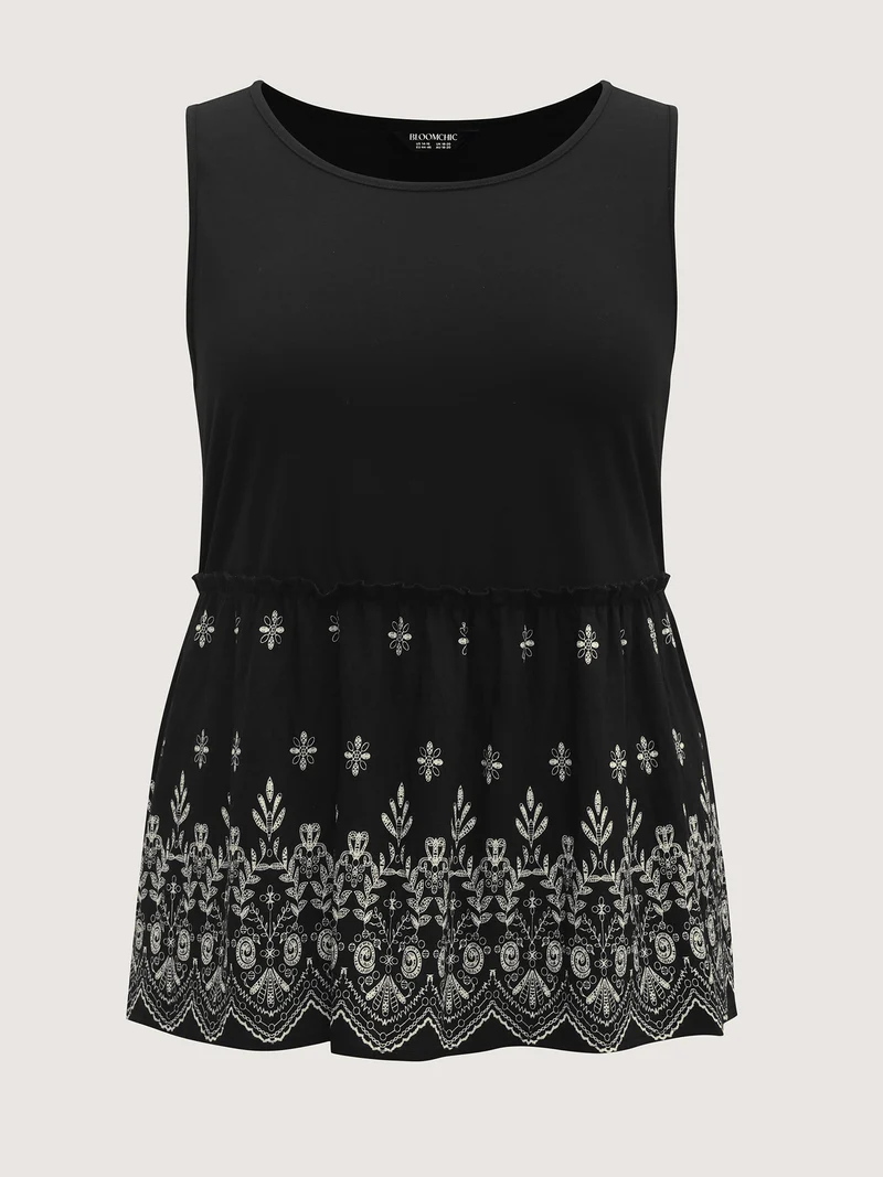 Boho Print Round Neck Tank Top