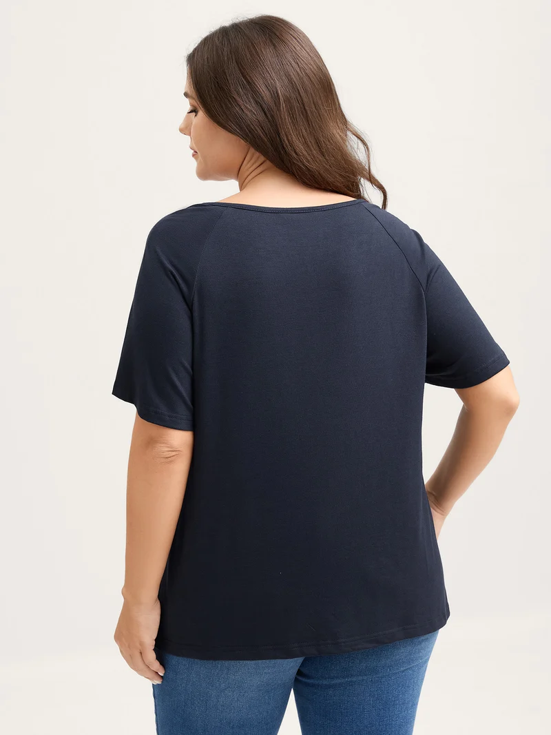 Supersoft Neckline Sheer Lace Neck T-Shirt