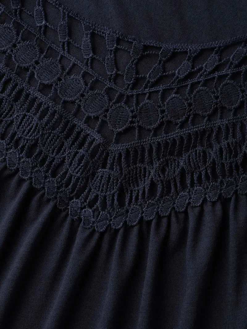 Supersoft Neckline Sheer Lace Neck T-Shirt