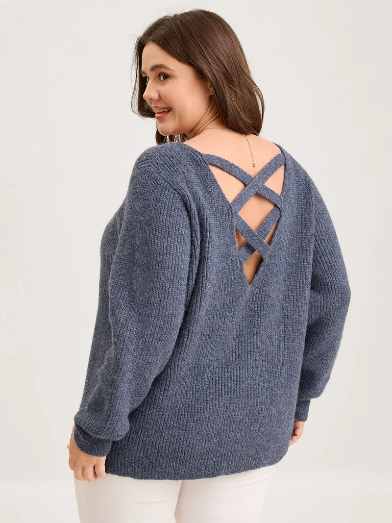 Supersoft Backless Cross-Ties Textured Pullover