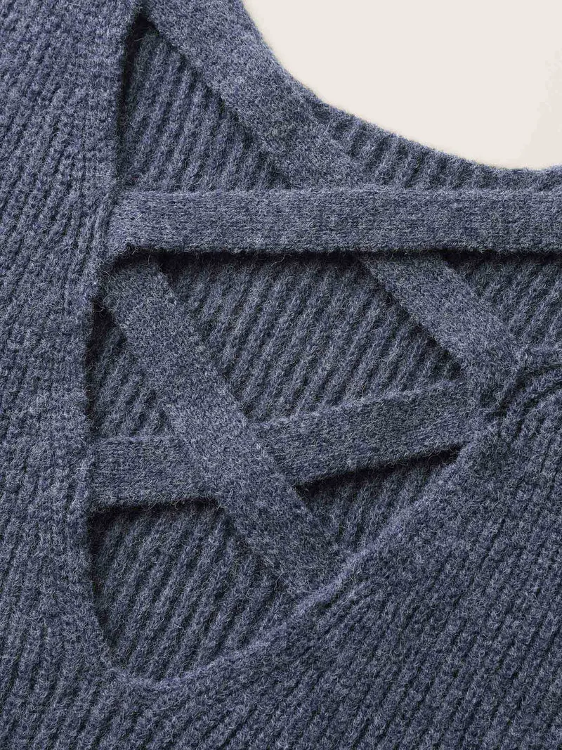 Supersoft Backless Cross-Ties Textured Pullover