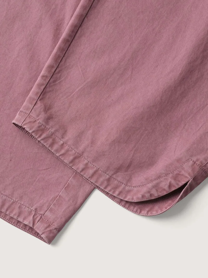 Cotton Shirred Wide Waistband Hem Slit Pants