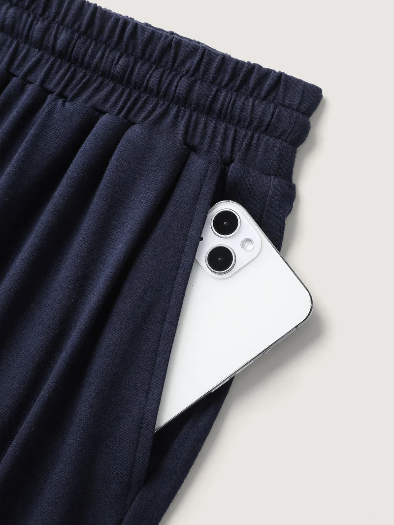 Stretchy Lace Trim Drawstring Lounge Pants