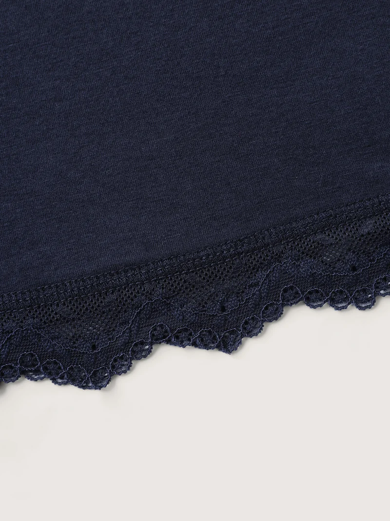 Stretchy Lace Trim Drawstring Lounge Pants