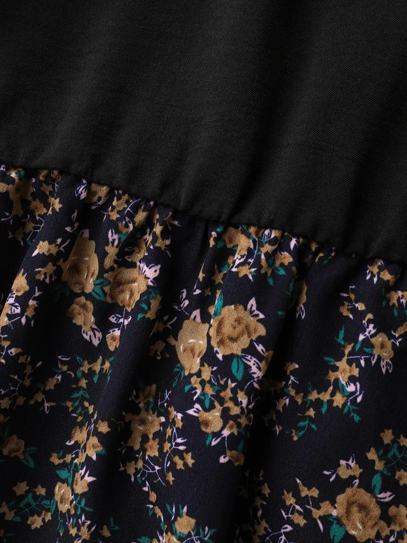 Floral Print Waist-Tie Ruffled Midi Dress