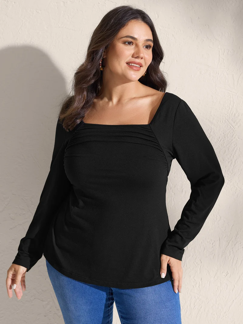 Supersoft Stretchy Pleated Bodice T-Shirt