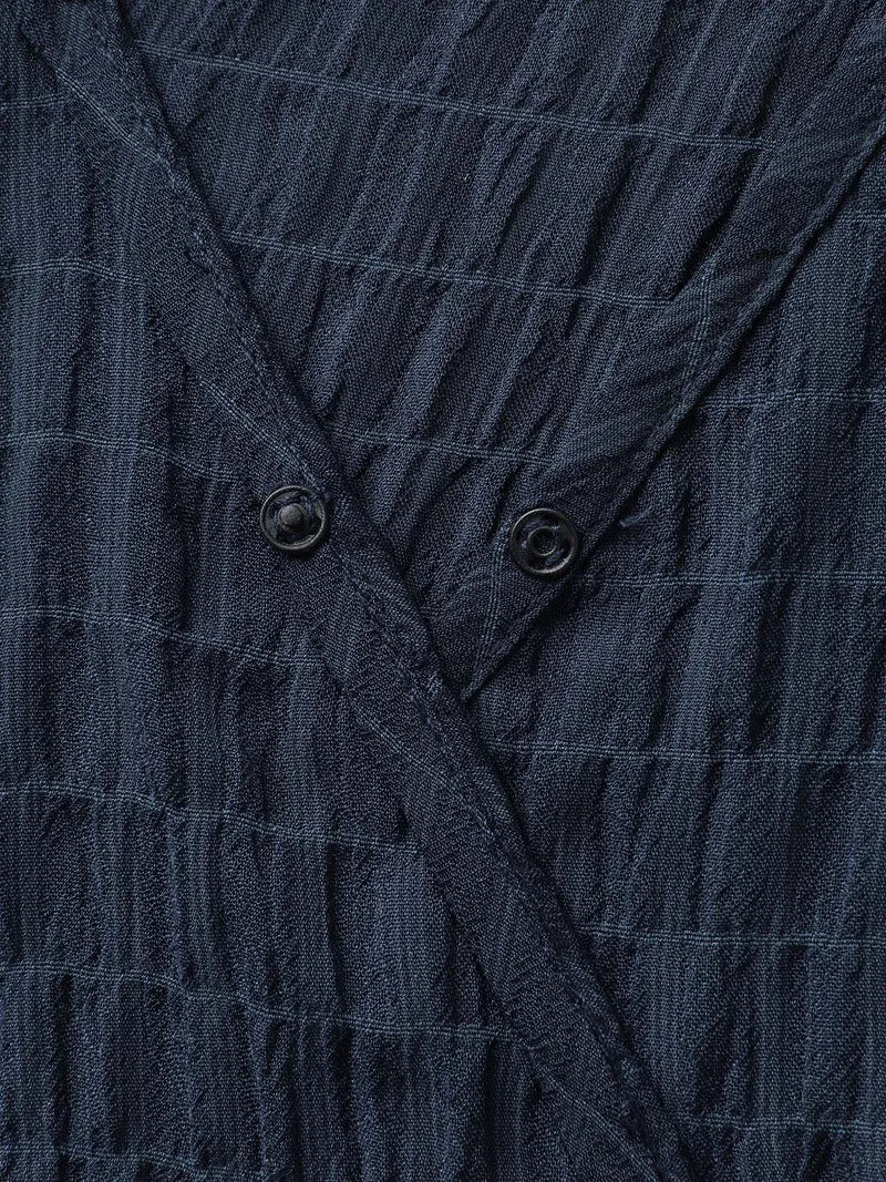 Textured Surplice Neck Sleeve-Tie Blouse