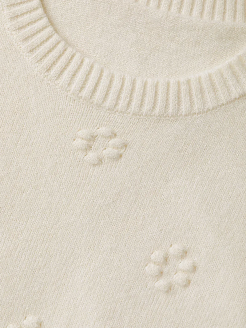 Floral Textured Ribbed Hem Pullover