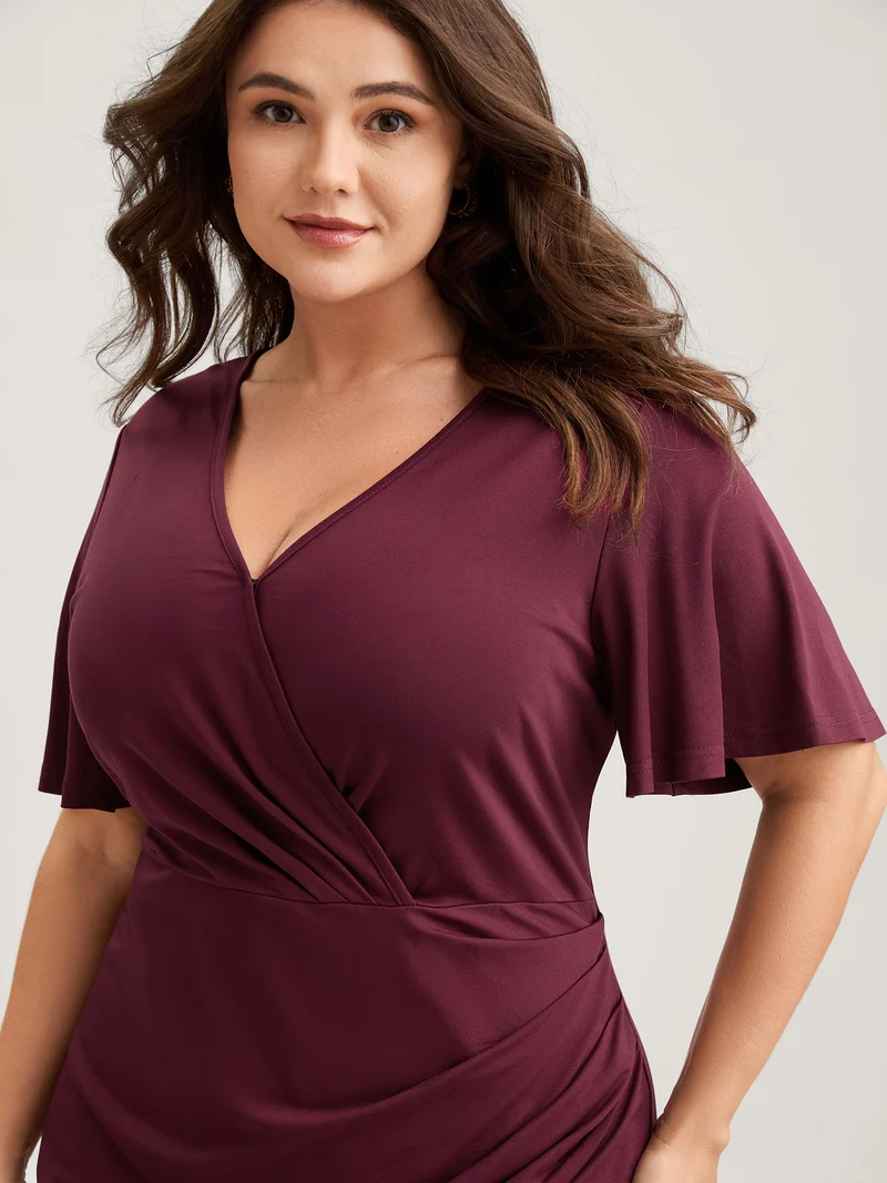 Super Stretchy Bodycon Pleated Midi Dress