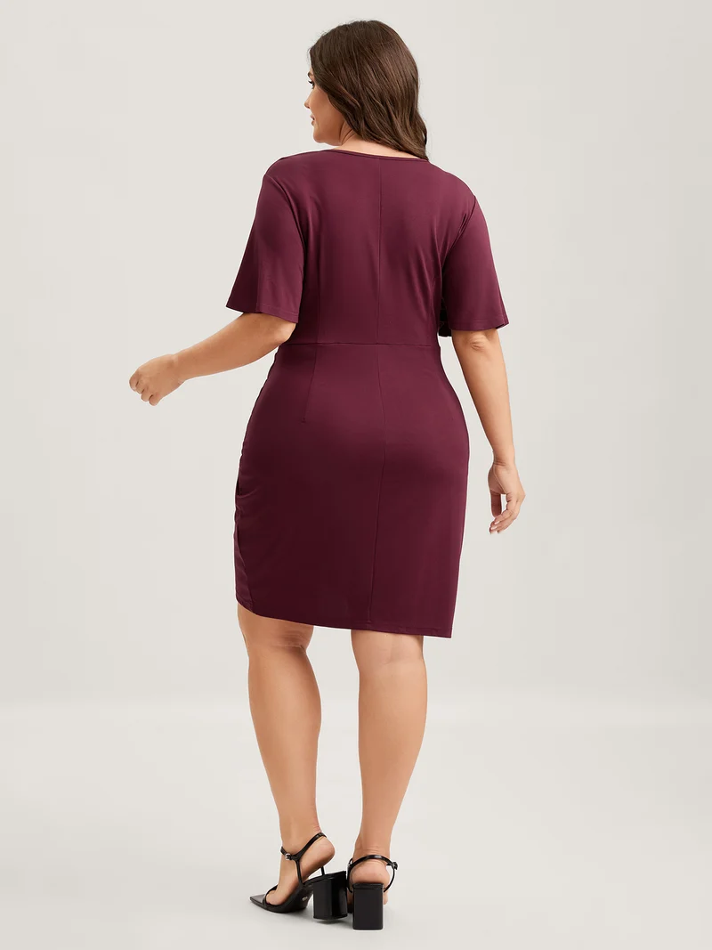 Super Stretchy Bodycon Pleated Midi Dress