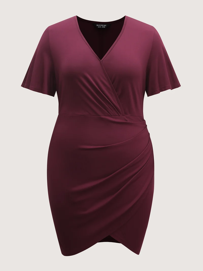 Super Stretchy Bodycon Pleated Midi Dress