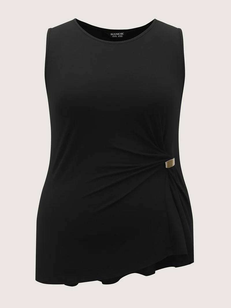 Supersoft Metal Buckle Waist-Cinched Top