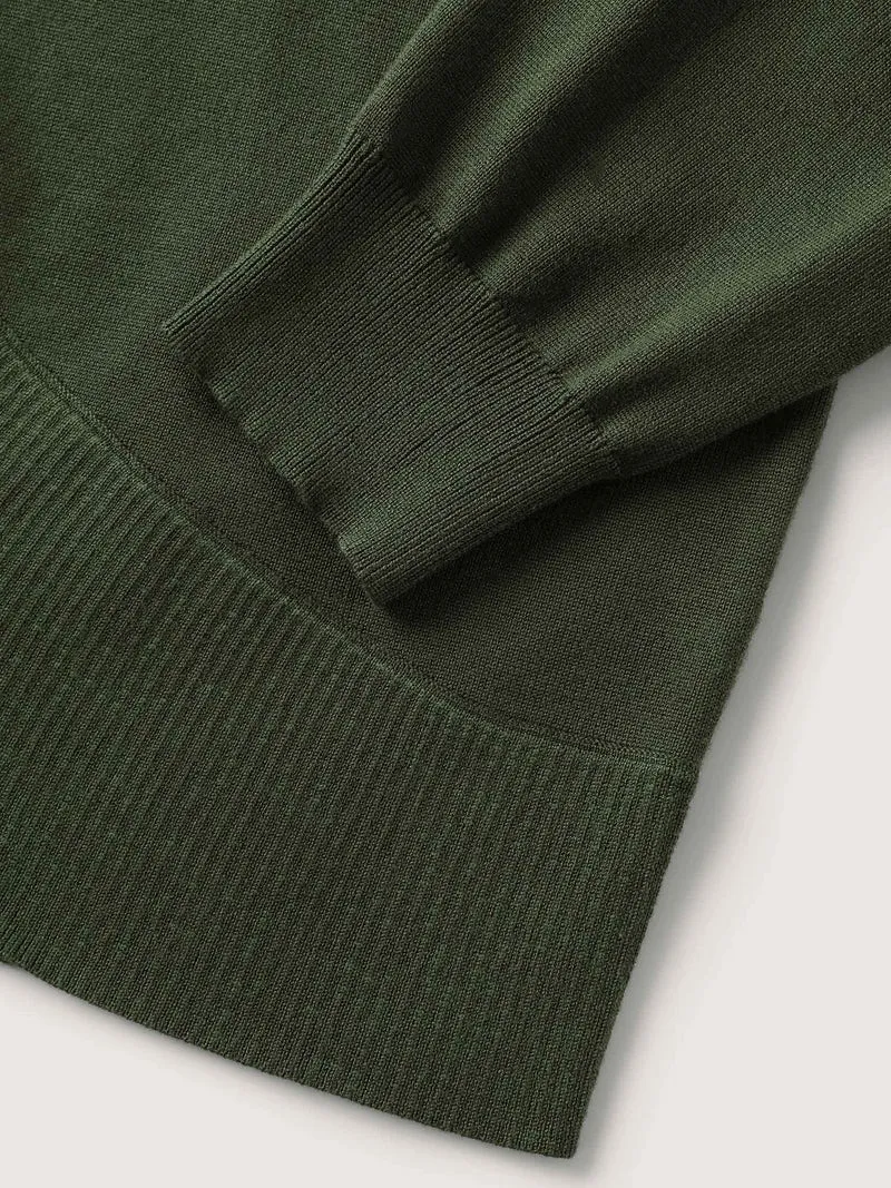 Arc Hem Folded Collar Drop Shoulder Cardigan