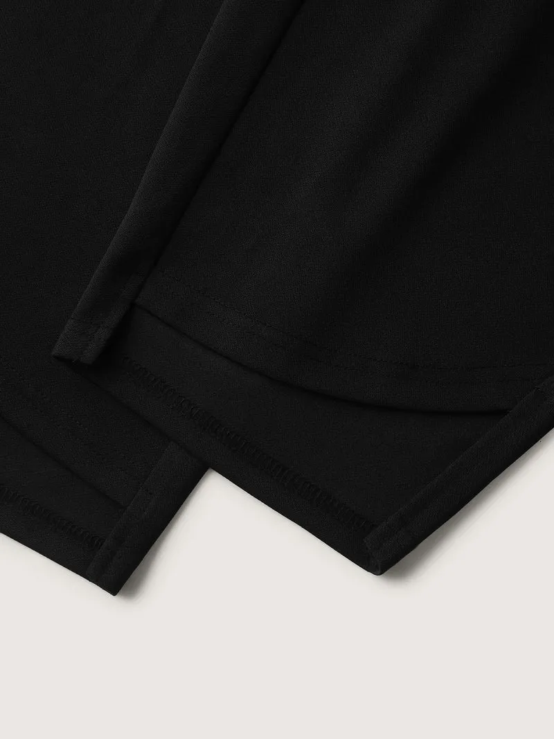 Split Curvy Hem Straight-Leg Pants