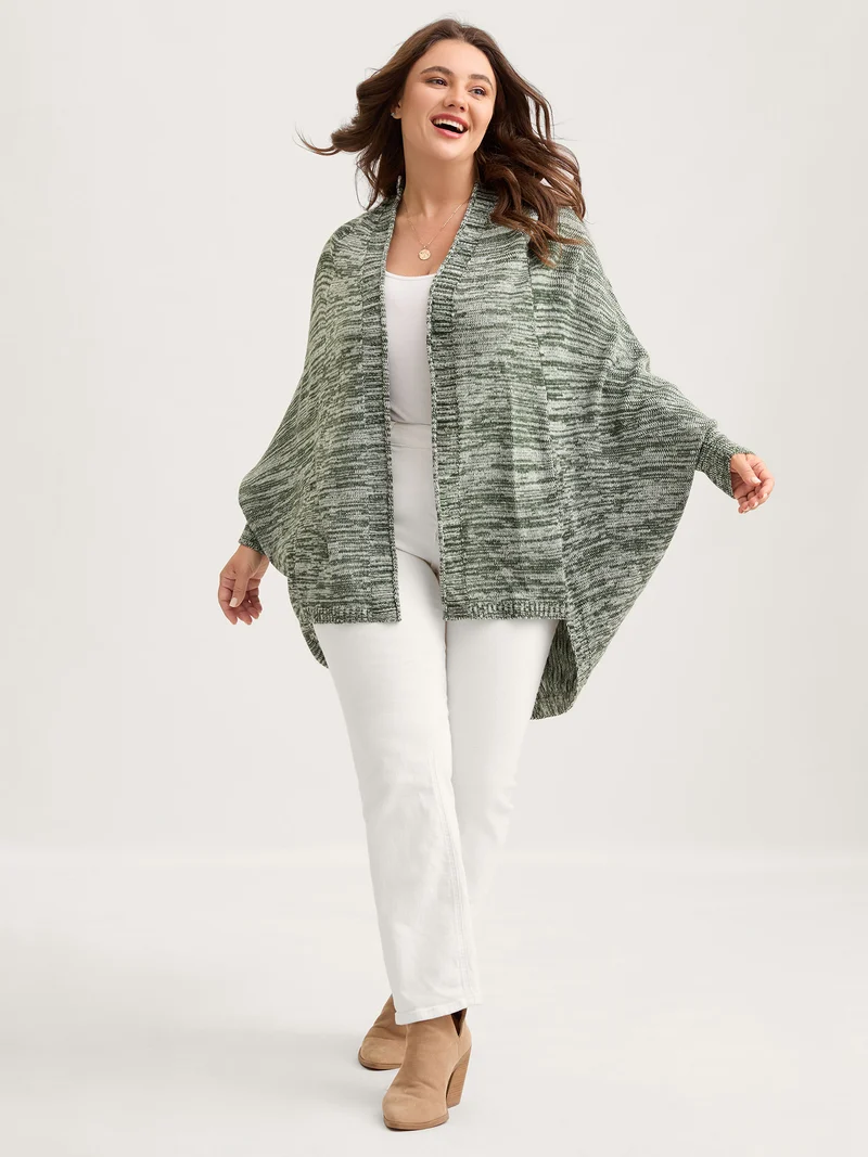 Color Contrast Dolman Sleeve Knit Cardigan