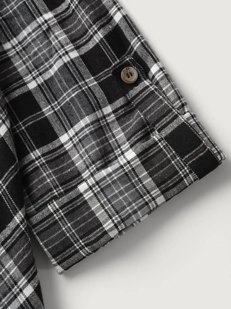 Plaid Print Open-Front Tassels Jacket
