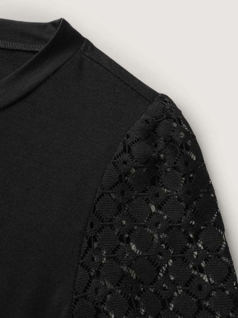Halloween Skull Shimmery Rhinestones Lace T-Shirt