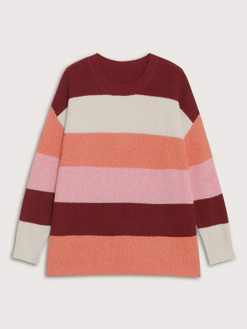 Supersoft Superstretchy Color Stripe Textured Pullover