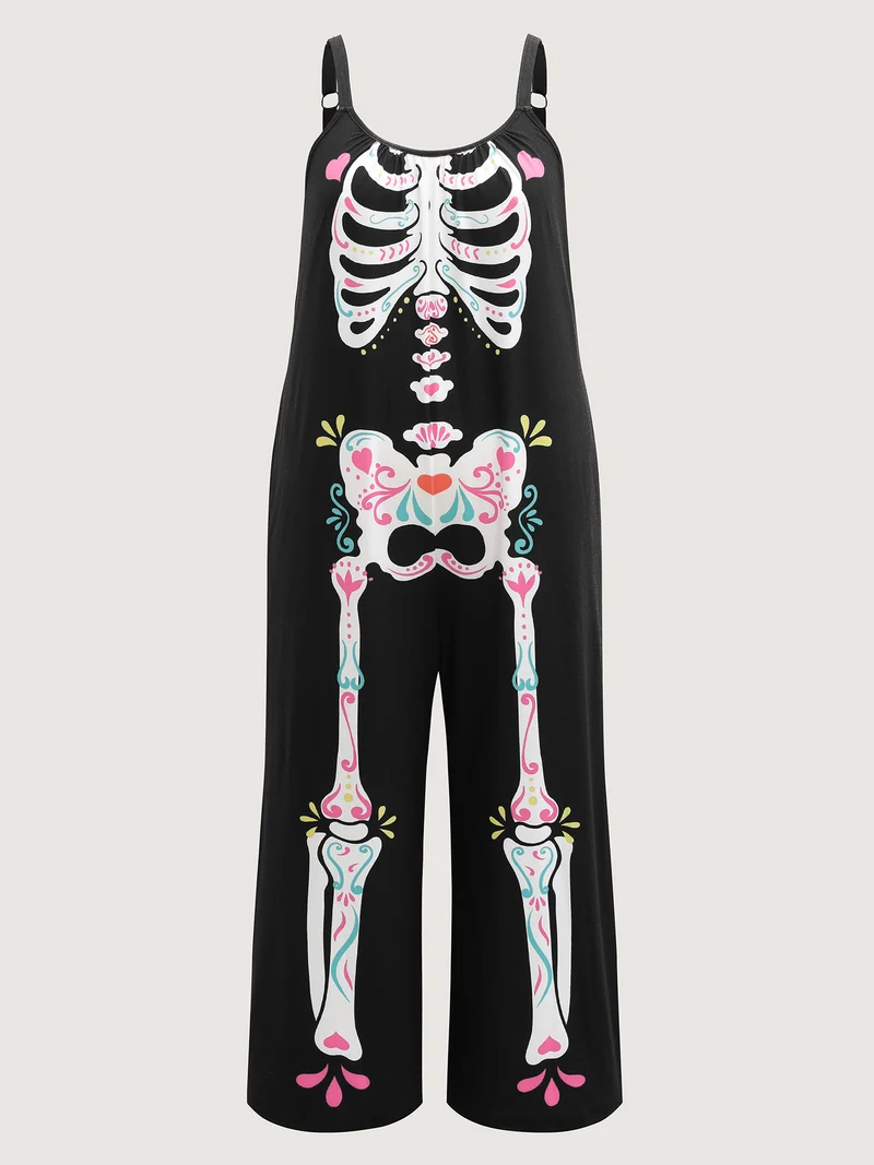 Cool Skeleton Print Stretchy Lounge Jumpsuit