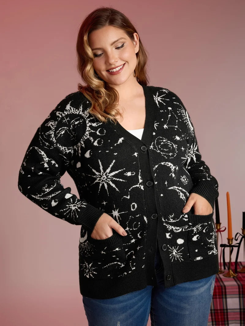 Halloween Elements Button Knit Cardigan