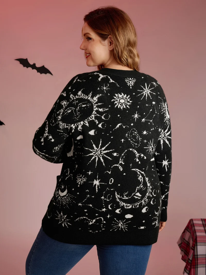 Halloween Elements Button Knit Cardigan