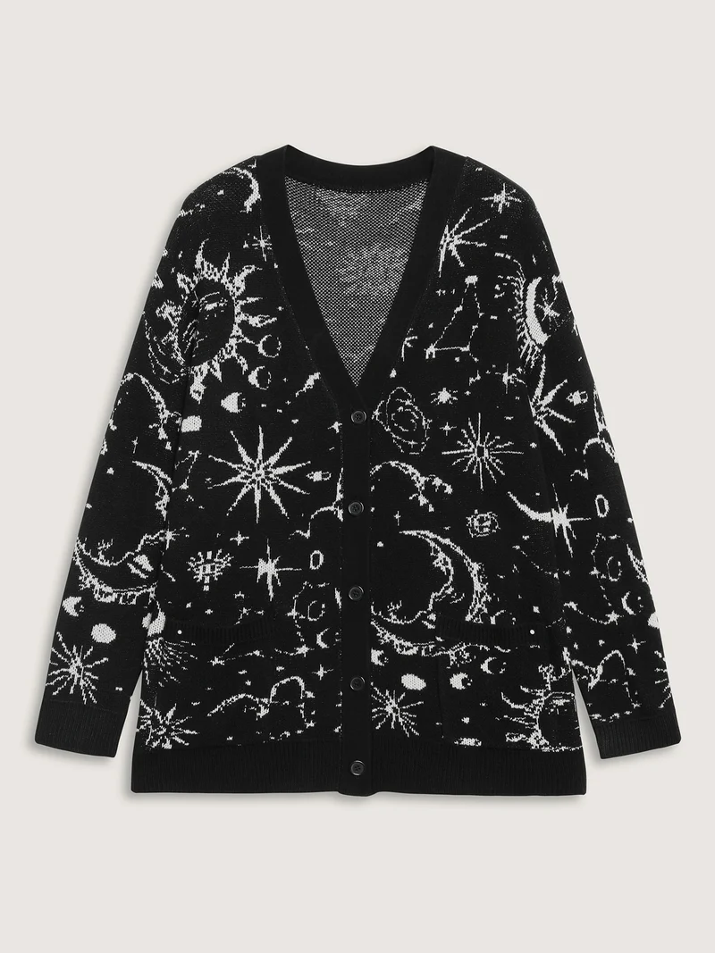 Halloween Elements Button Knit Cardigan