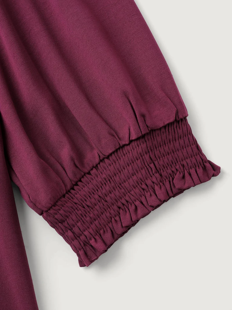 Shirred Cuffs Contrast Metallic Detail Blouse