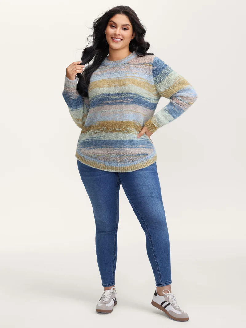 Tissue Textured Color Gradient Pullover