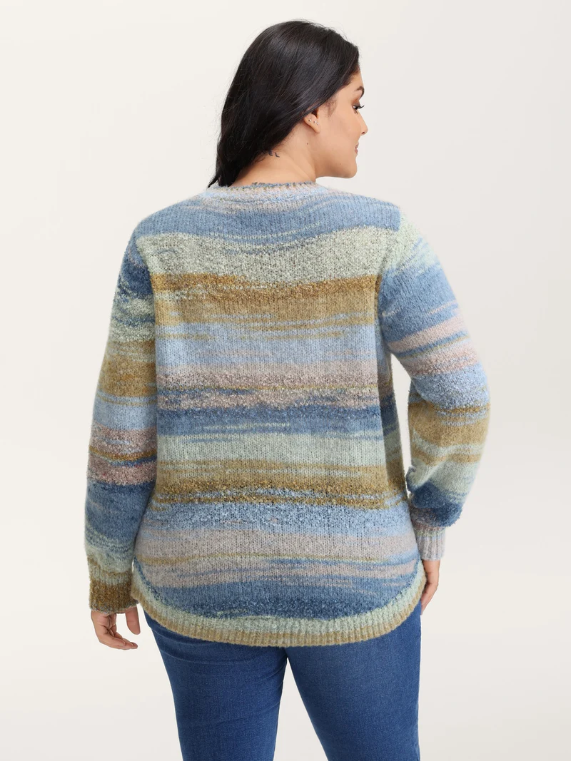 Tissue Textured Color Gradient Pullover