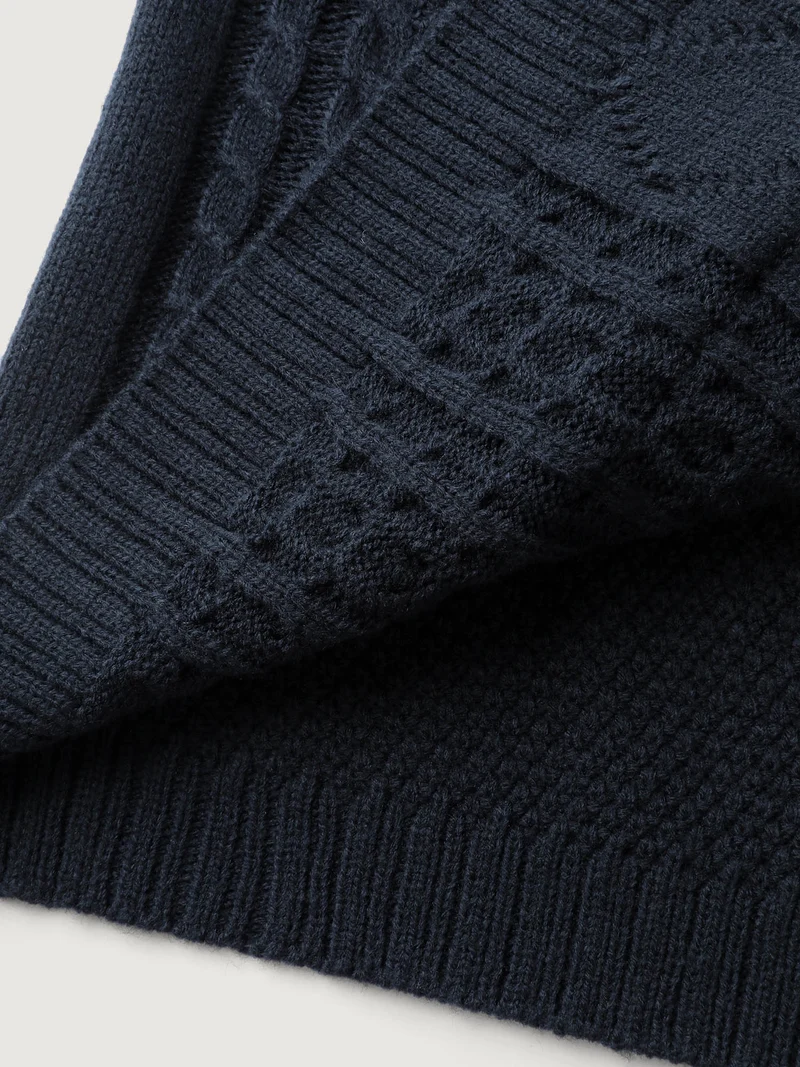 Mixed Texture Cable Stitch Pockets Knit Cardigan