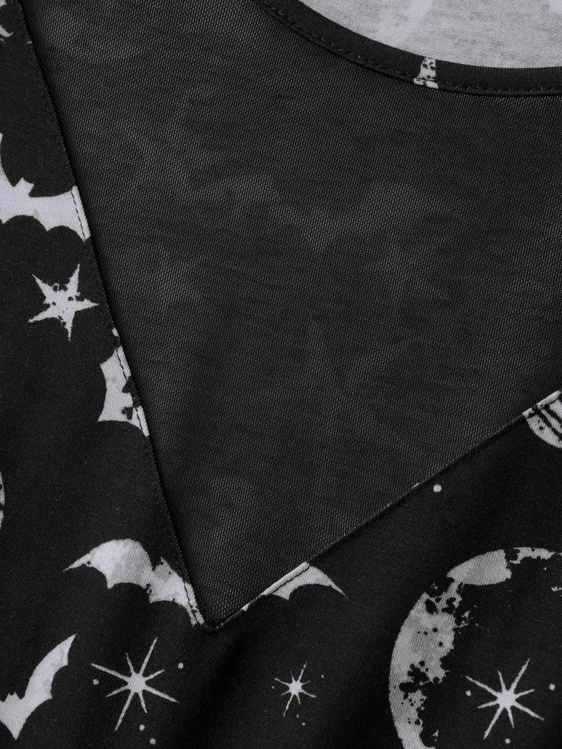 Celestial Halloween Print Sheer Pockets Maxi Dress