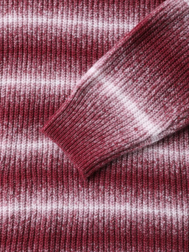 Ombre Tissue Textured Round Neck Pullover