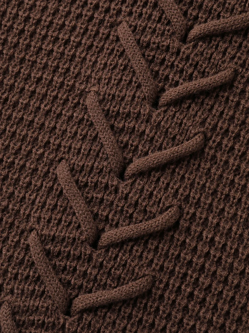 Crossover Textured Balloon Sleeve Pullover