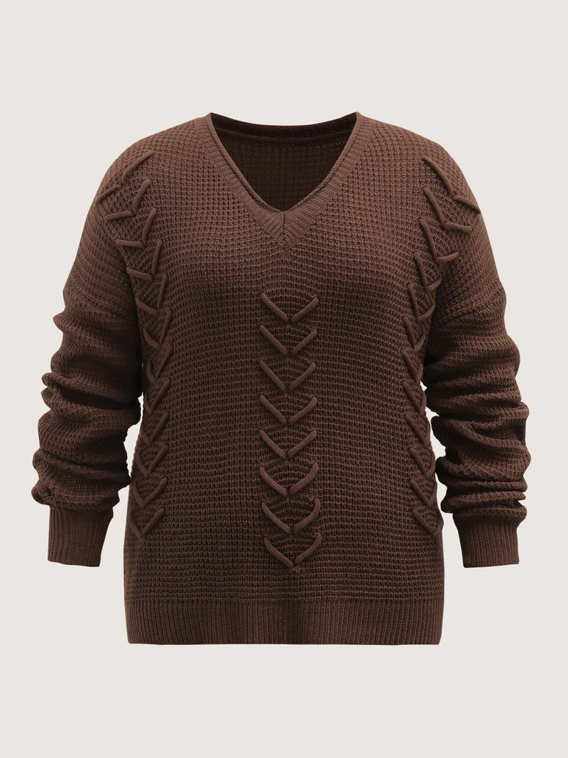 Crossover Textured Balloon Sleeve Pullover