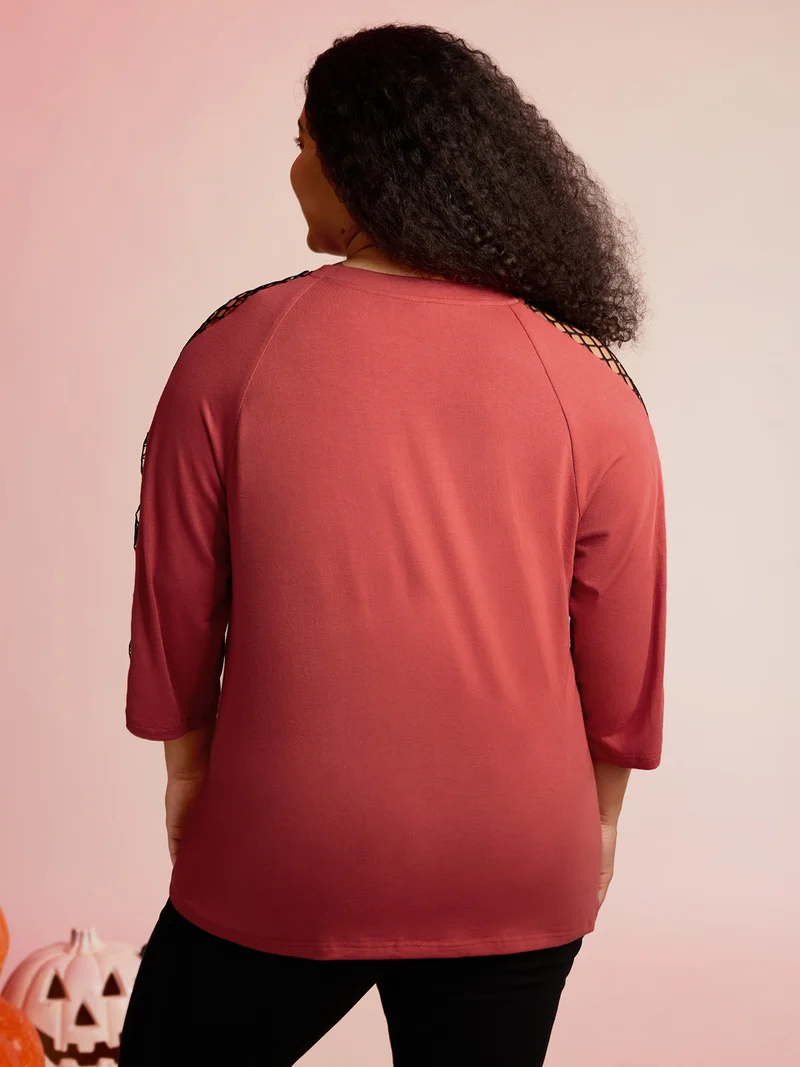 Sheer Cut-Out Sleeve Relaxed-Fit Sweatshirt