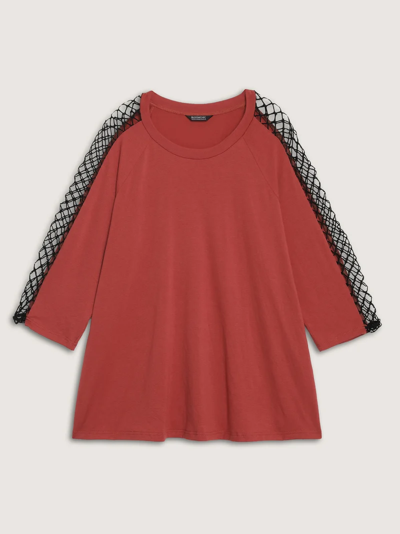 Sheer Cut-Out Sleeve Relaxed-Fit Sweatshirt