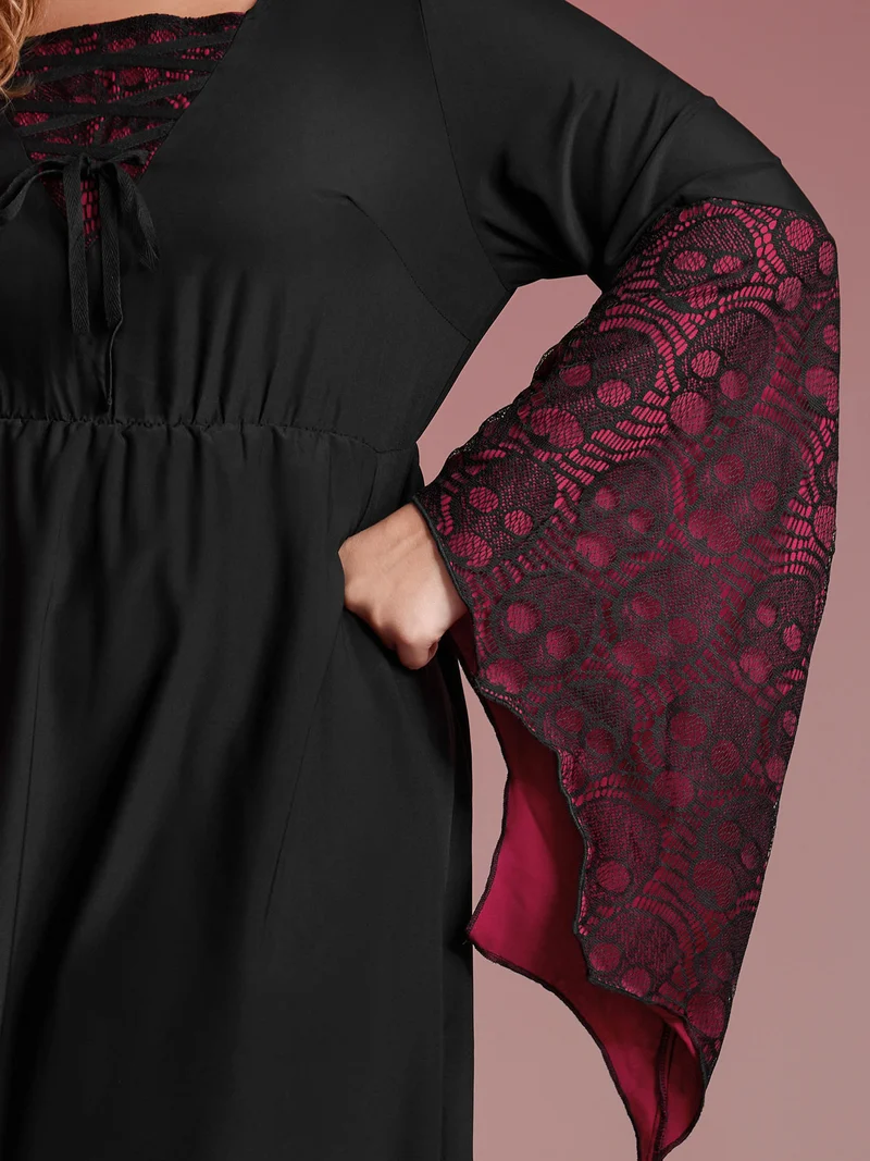 Wicked Witch Color Contrast Midi Dress