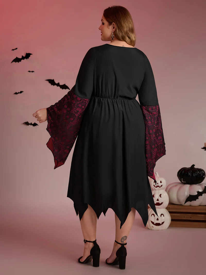 Wicked Witch Color Contrast Midi Dress