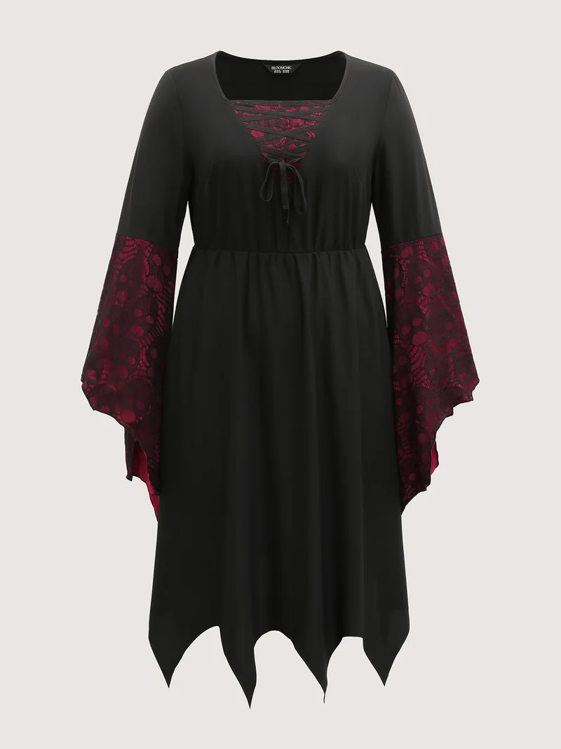 Wicked Witch Color Contrast Midi Dress