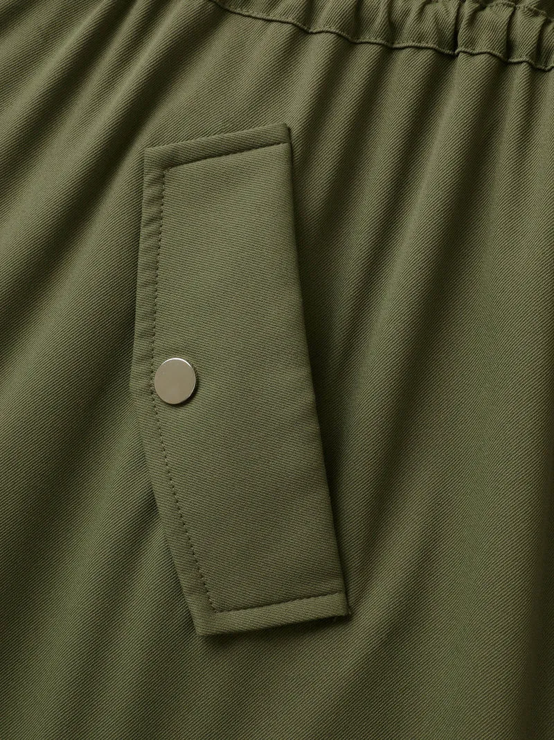 Parka Hooded Adjustable Waist Drawstring Jacket