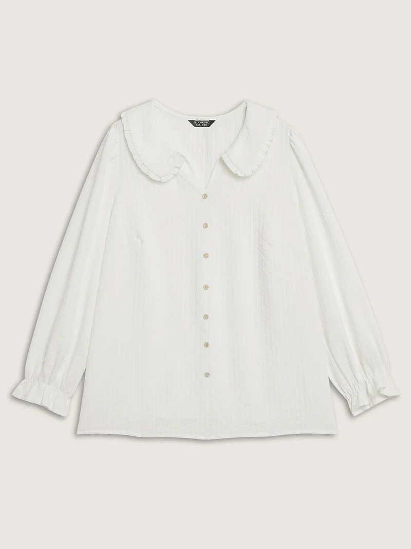 Textured Doll-Collar Button Detail Blouse