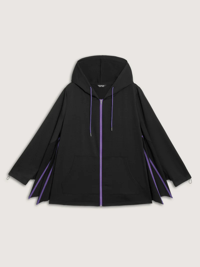 Bat-Shaped Contrast Stretchy Jacket