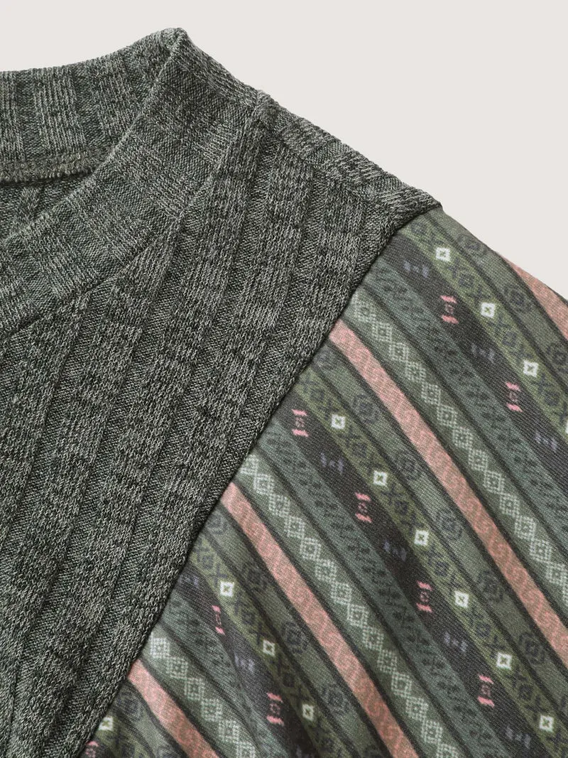 Supersoft Cable Knit Boho Print T-Shirt