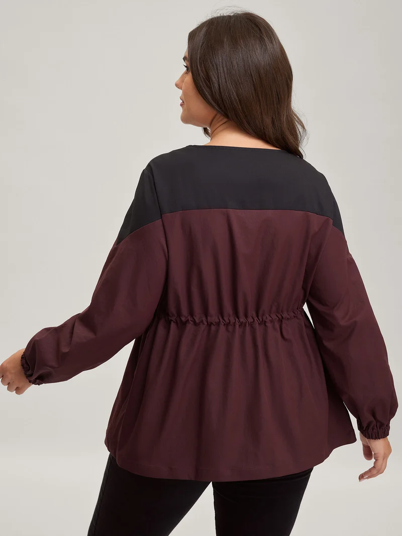 Color Contrast Zipper-Front Jacket