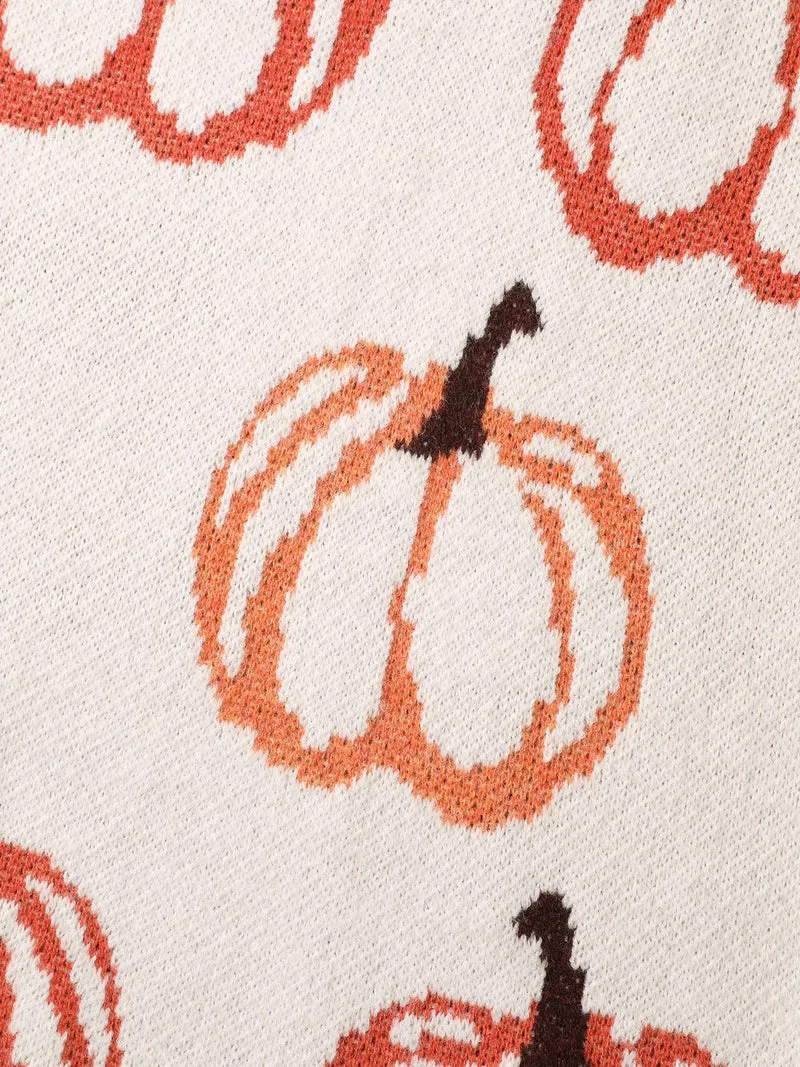 Pumpkin Patch Print Drop Shoulder Pullover