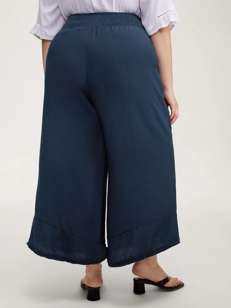 Waist-Tie Knotted Ruffled Wide-Leg Pants